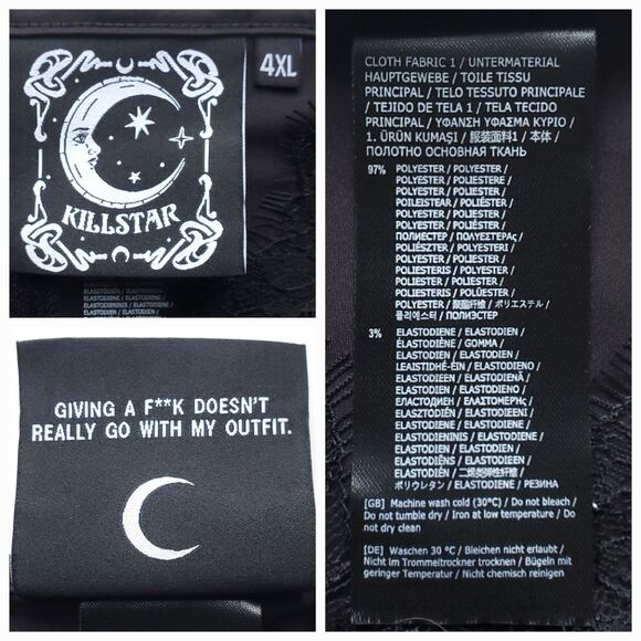 Killstar Fatal Farewell Nightdress 4XL Satin Slip Dress Black Lace Fringe Gothic - Picture 5 of 12